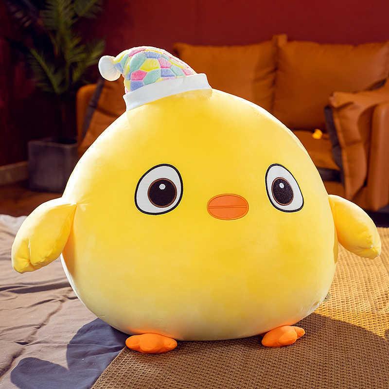 45-80cm Yellow Sleeping Chicken Plush Toys Stuffed Soft Animals Pillow Dolls For Kids Girls Christmas Birthday Gifts Home Decor H1025