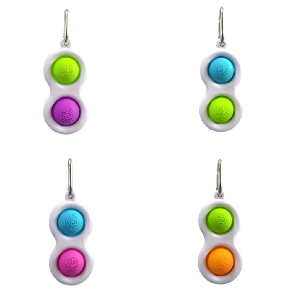 2 Balls Fidget Simple Keychain Key Ring Push Bubble Board Squeeze Toy Bag Pendants Fidget Sensory Finger Bubble for Kid H3301