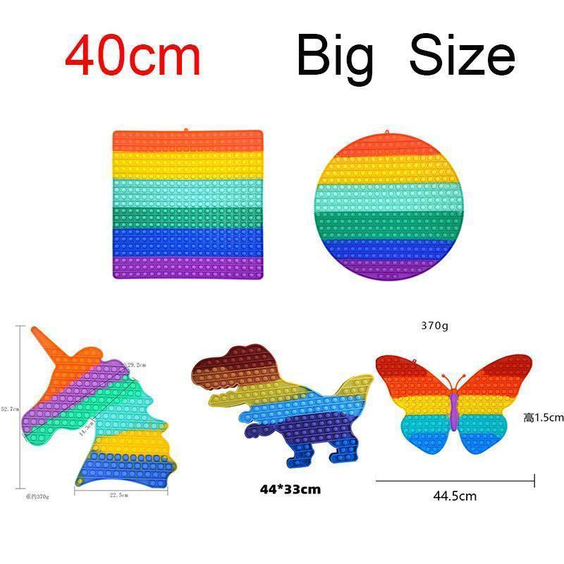 Big Size Decompression Fidget Toy 40CM Rainbow Push It Finger Squeeze Bubble Butterfly Silicone Children Desktop Vent Toys Relax When You Are Bored An