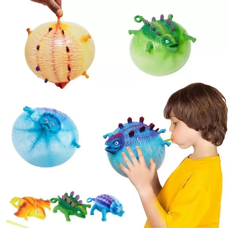 Decompression Inflatable Dinosaur Ball TPR Blowable Animal Vent Toys Creative Strange Toy