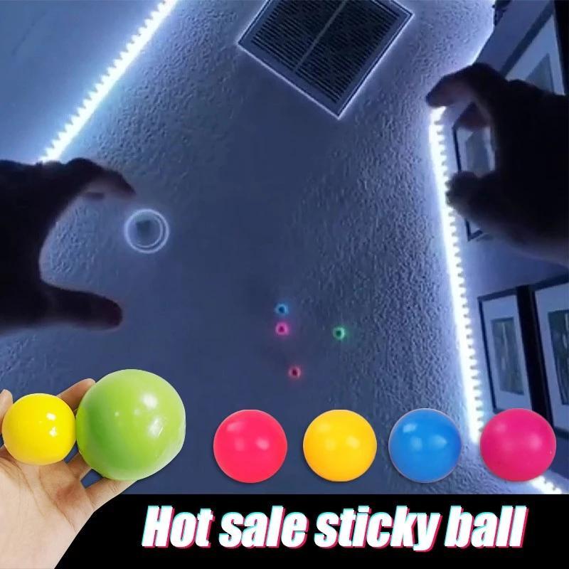 Chirstmas Child toy Stress Relief Sticky Ball Ceiling Balls Stick To The Wall And Fall Off Slowly Squishy Glow Toys Gifts Decompression Toy
