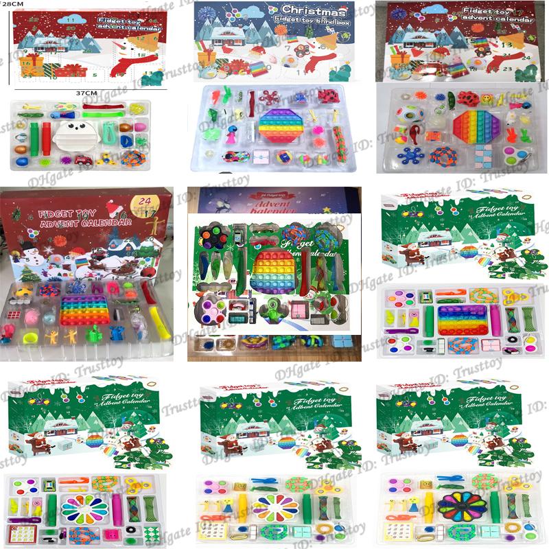 Christmas Halloween Advent Calendar Fidget Toys 24pcs Sets Gifts Dimple Decompression Toy Dropshipping Soft Squeeze Logical Reasoning Training Novelty