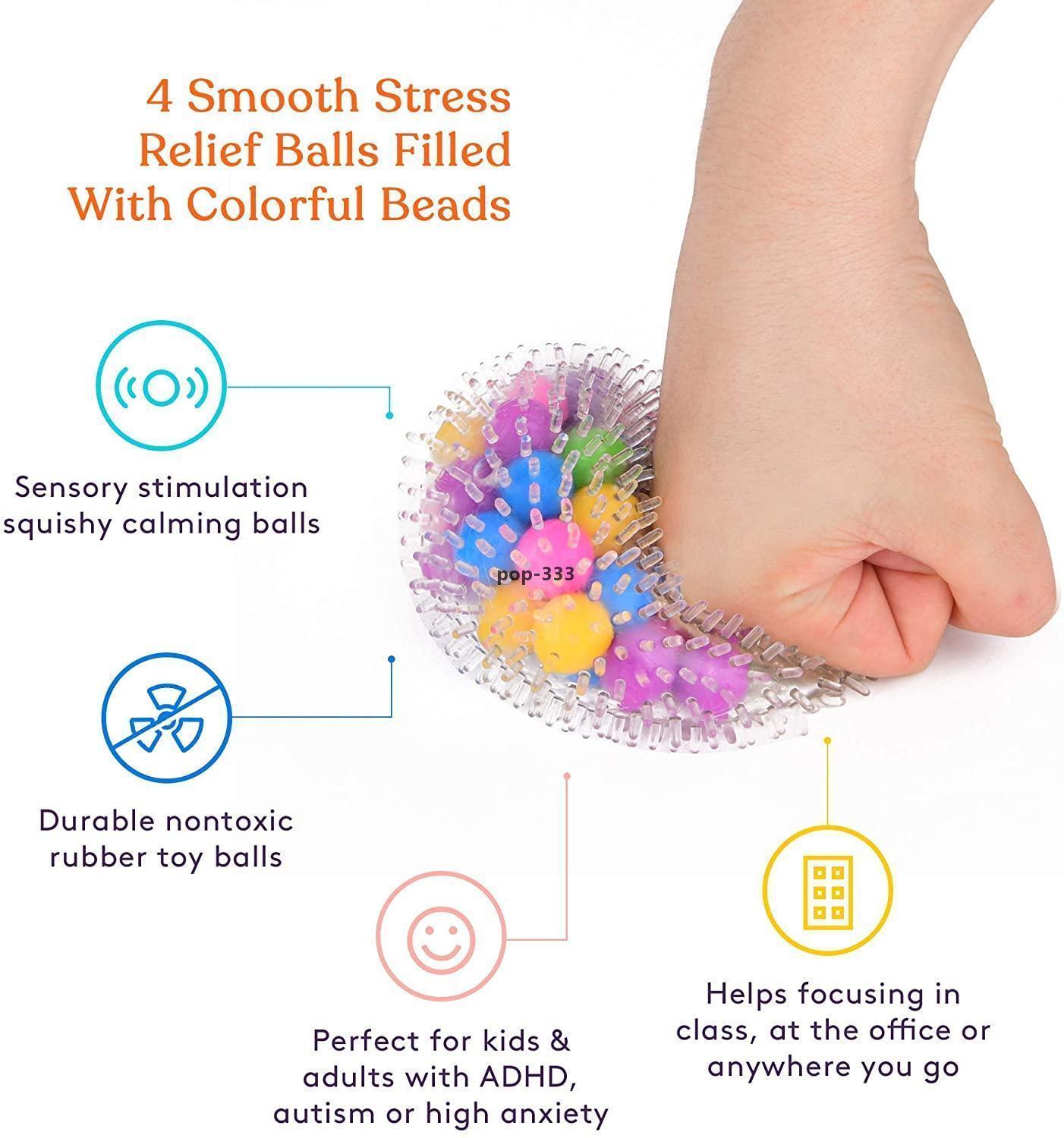 2021 Fidget toys Squish Ball (4-Pack) Squeeze Color Sensory Toy Relieve Tension Stress - Home Travel and Office Use