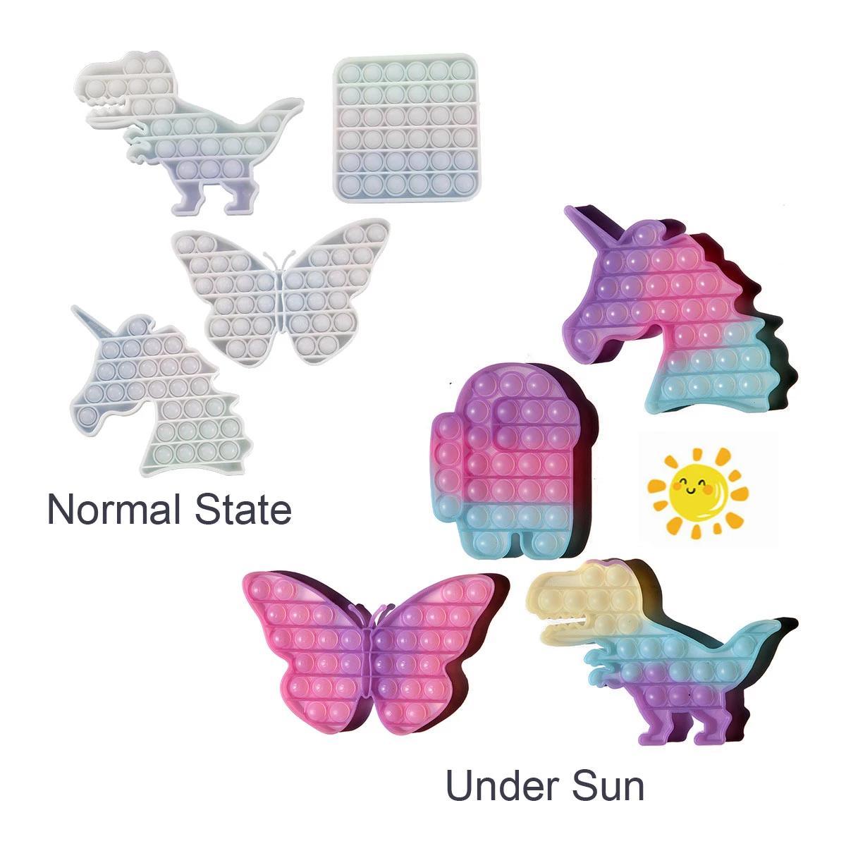 Desktop UV Discolor Educational Toy Push Silicone Photochromic Finger Bubble Color Change Discoloration Fidget toys