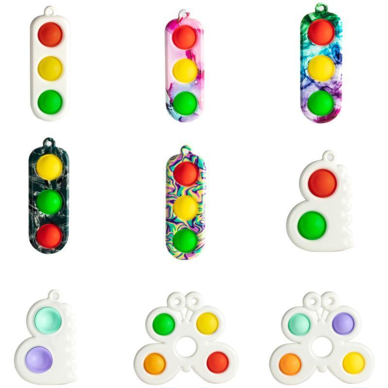 Decompression Simple Dimple Fidget Toy Small Stress Relief Keyring Pendant Push Bubbles Autism Special Needs Adult Kids Toys