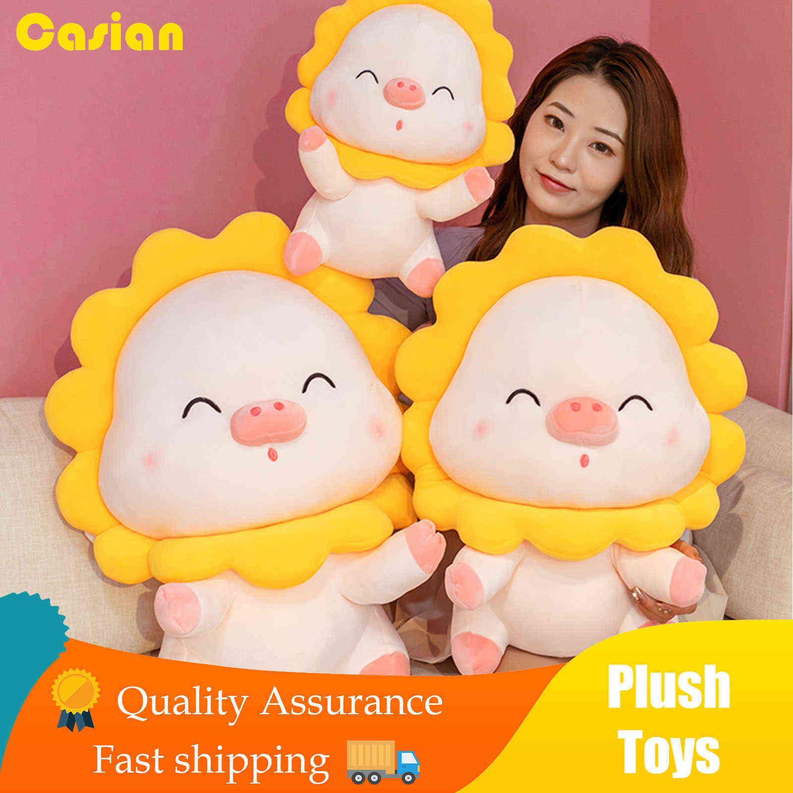 70 CM Cute Angel Pig with Sunflower Plush Toys Stuffed Soft Animal Pillow Kawaii Home Decor Birthday Gift Doll for Kids Girl H1025