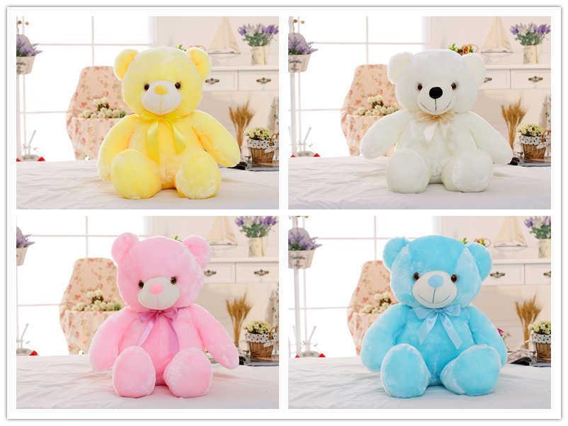 50cm Creative Light Up LED Teddy Bear Stuffed Animals Plush Toy Colorful Glowing Christmas Gift for Kids Pillow H1025
