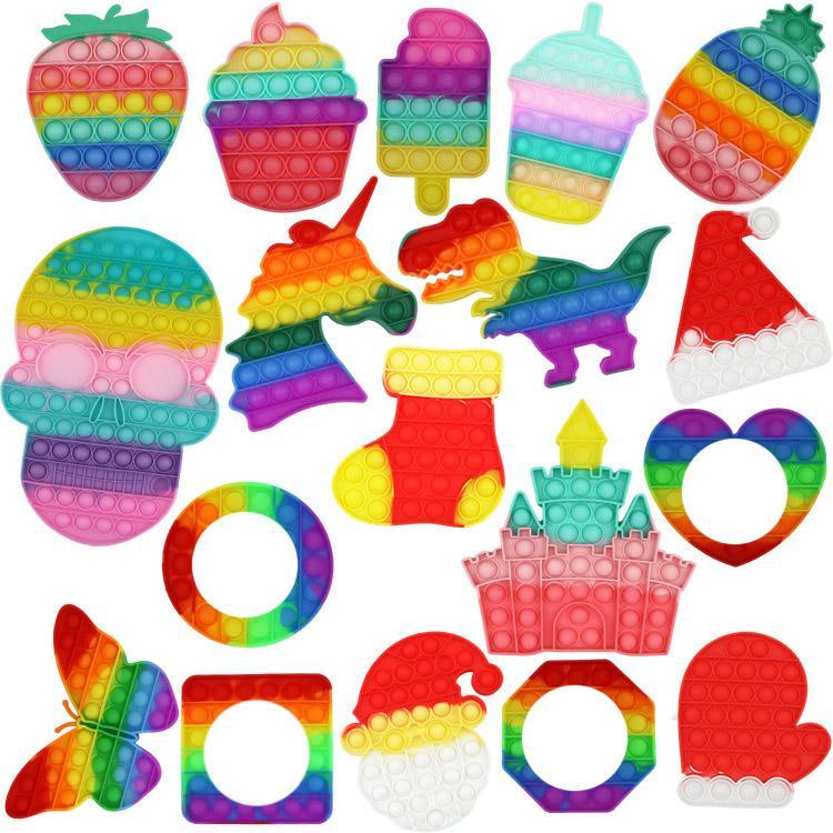 Fidget Toys Halloweens Christmas Colorful Tie-dye Pumpkin Push Bubble Fidgets Toy Adult Stress Relief Antistress Soft Squishy Anti-Stress Gift