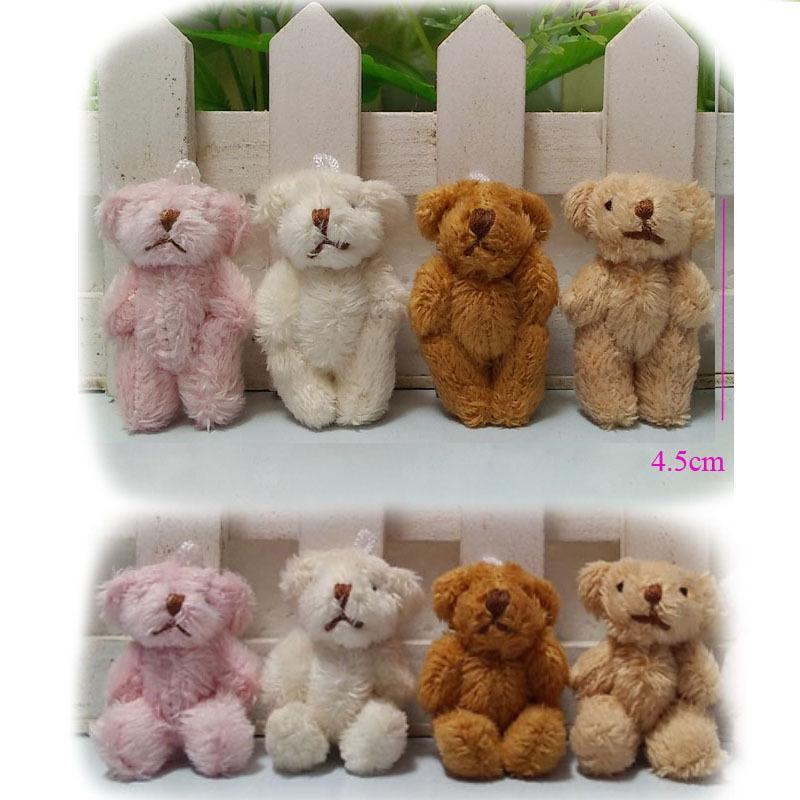 hxltoystore 4.5cm Plush Kawaii Mini Teddy Bear Small pendants Joint Bare Stuffed toys Key chain