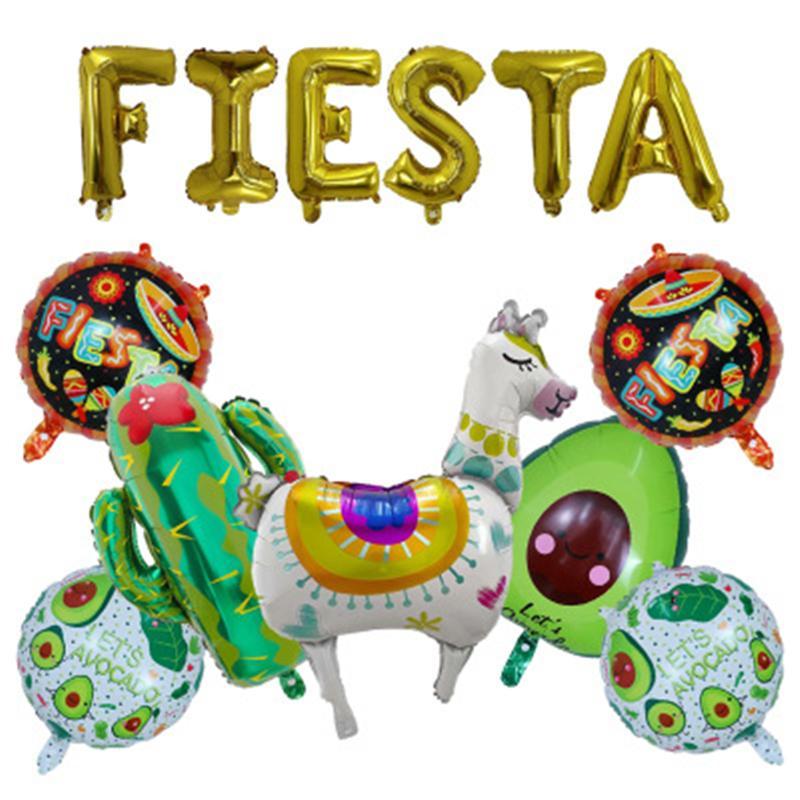 16 inch FIESTA Letter Aluminum Balloon Set Gold Rose Mexican Avocado Carnival Party Alphabet Decoration Balloons EA119