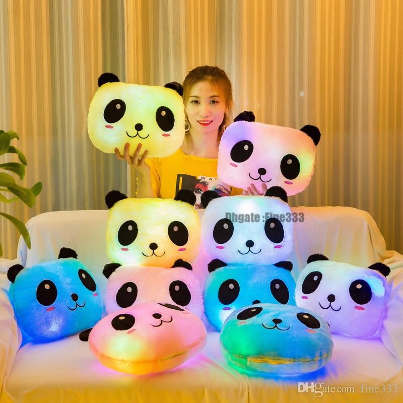LED Colorful Panda Pillow New Brand 4 Models Panda PP Stuffed Pillow Toys Christmas Gifts Toy