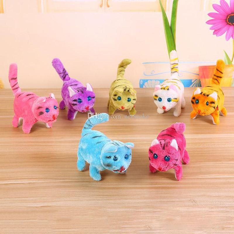 4 models Electronic Walking cat panda Kids Children Interactive Electronic Pets Doll Plush toys Neck Bell Barking cats Toy Christmas