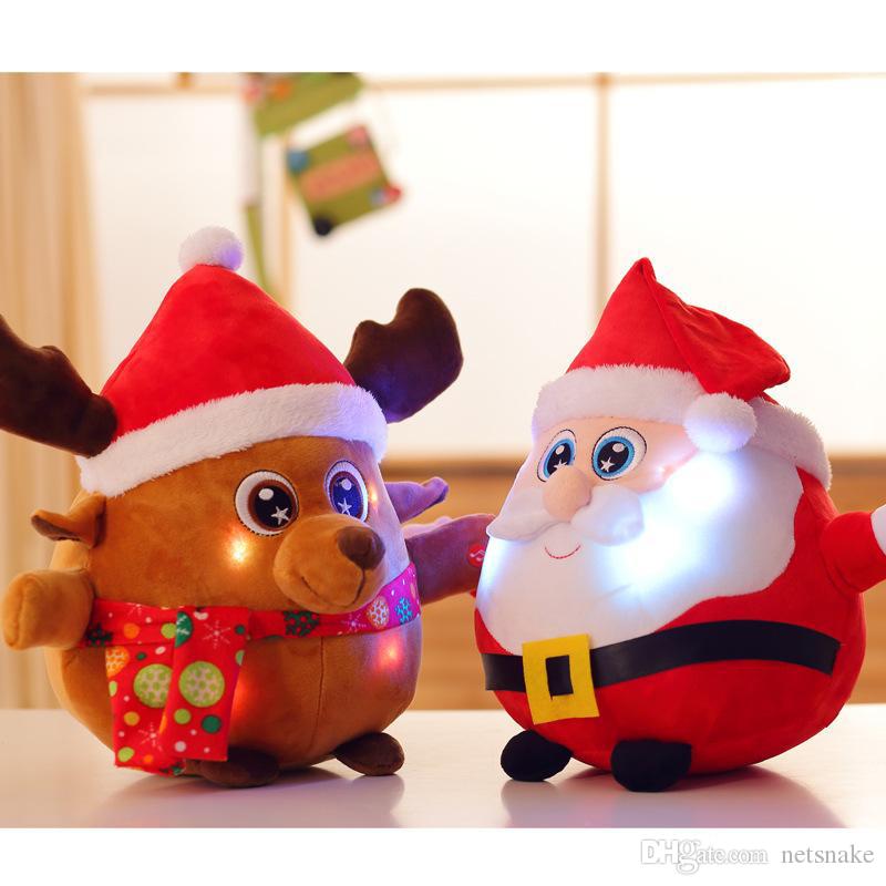 22cm 35cm Colorful Glowing christmas father Milu deer Plush Toys Creative Light Up LED Singing music Stuffed animals for Kids Christmas Toys