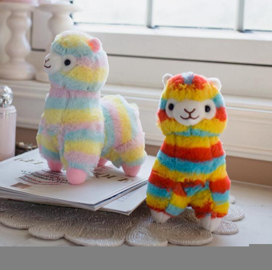 Rainbow Alpaca Doll 20cm Soft Cotton Lovely Animal Stuffed Plush Toy Horse Lama Kids Gift OOA7398-6