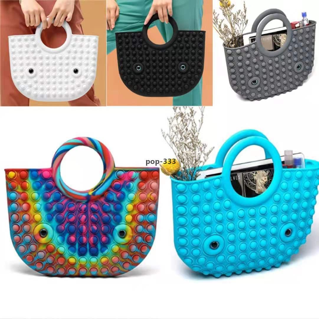 Fidget Toys Anti-stress Rainbow Handbag Silicone Pencil Case Autism Needs Squishy Stress Reliever Decompression Toy