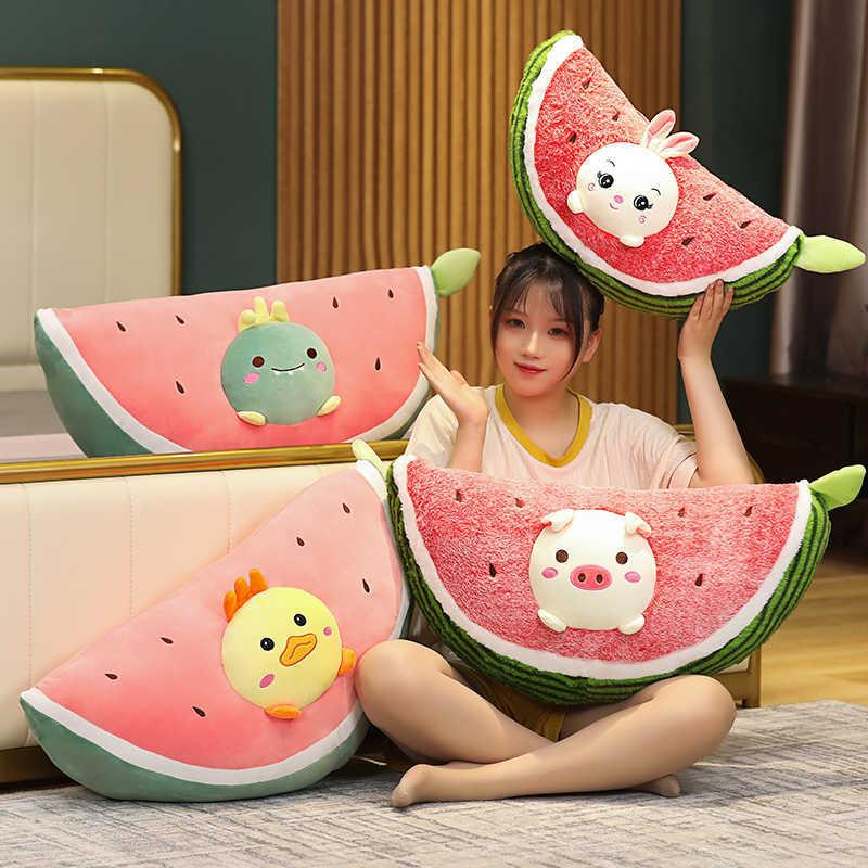 Kawaii Watermelon Plush Toys Soft Stuffed Animals Doll Sofa Pillow Fruit Cushion Home Room Decor Baby Children Girls Xmas Gifts H1025