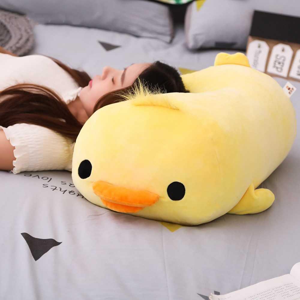 40cm 50cm Yellow Duck Stuffed Down Cotton Lying Duck Plush Toys for Kids Soft Pillow Cushion Cute Birthday Christmas Gift H1025