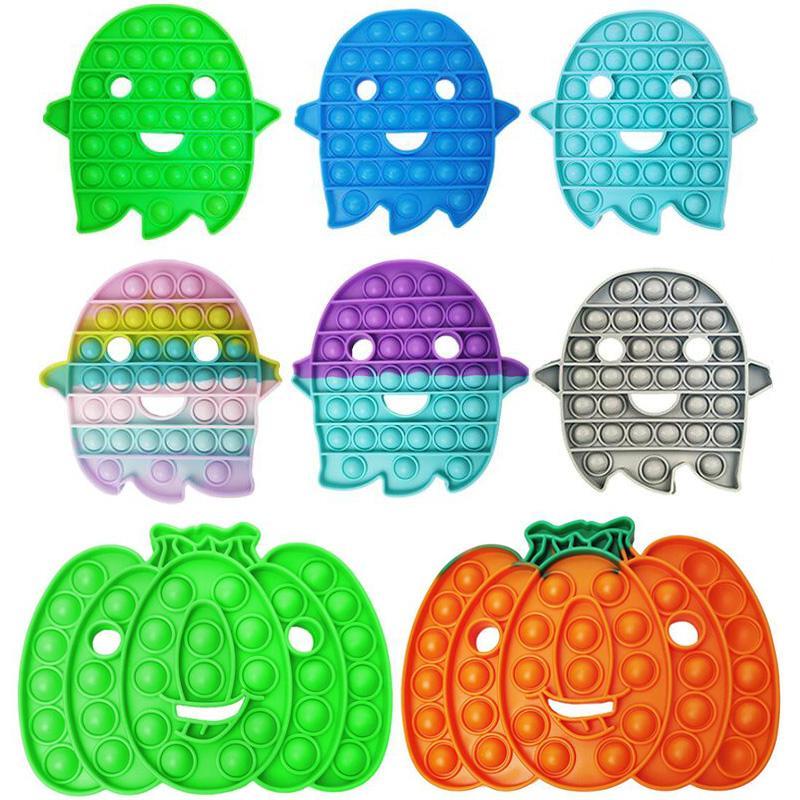 Fidget toy Halloween Decompression Sensory Bubbles Push Simple Bubble Finger Toys Ghost Bat Stress Relief Interactive Game Wholesale