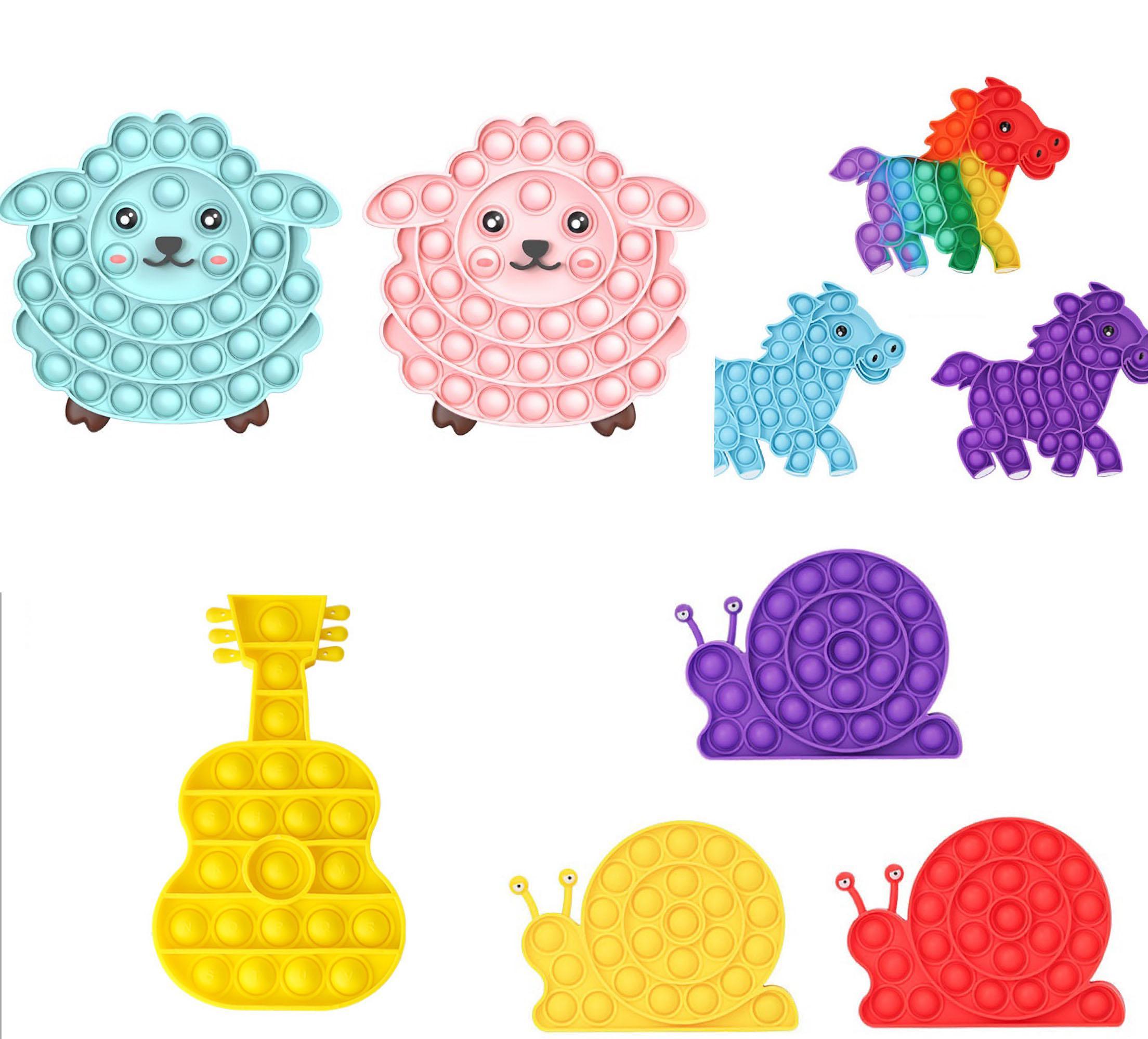 Decompression Toy Funny Push Bubble Fiet Anti -Stress Sensory Sheep Shape Sile Autism Needs Reliver Stress Squeeze Board