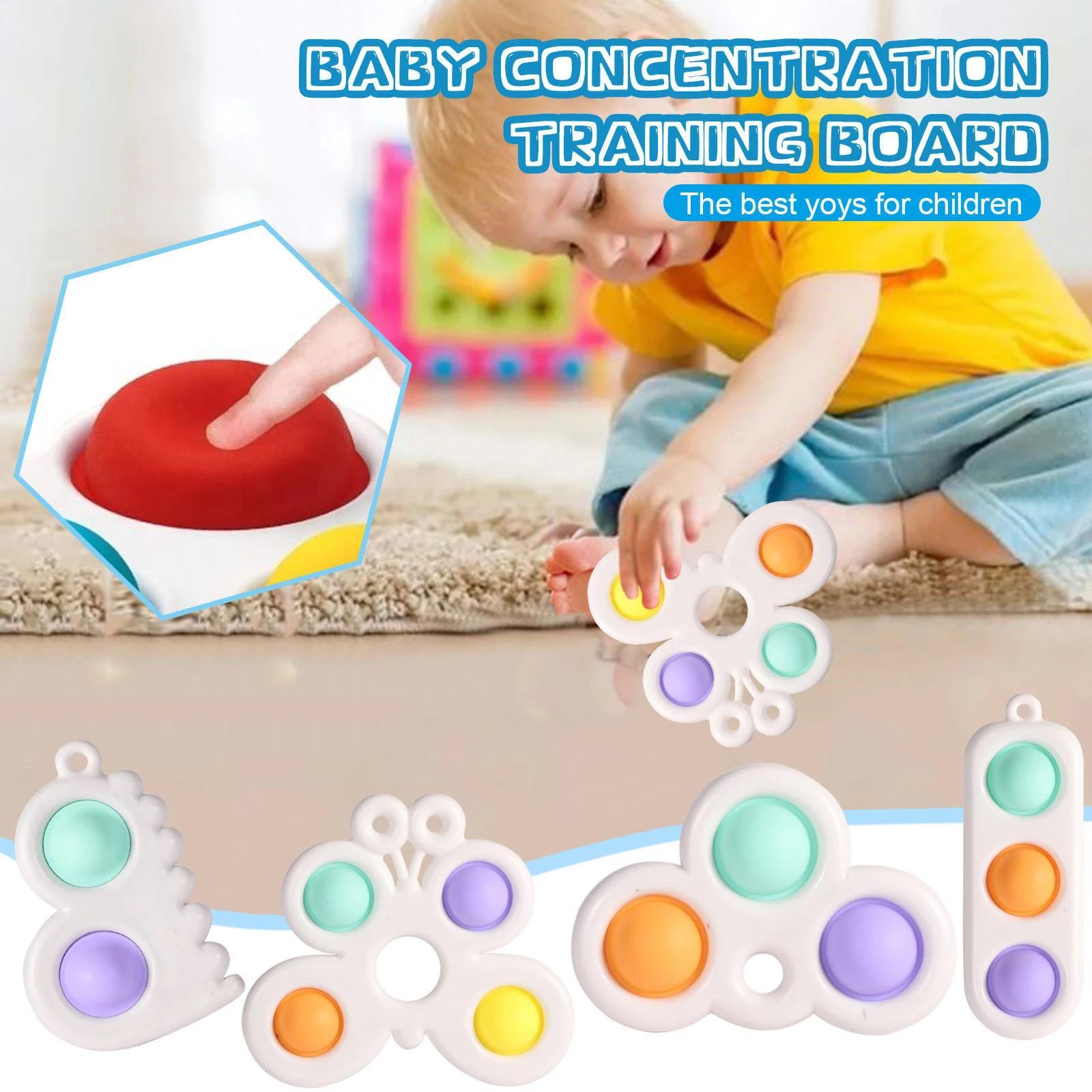 4pc Dimple Fidget Toy Antistress Kids Adults Keychain Toys Simple Dinosaur Butterfly Educational Porte-clés