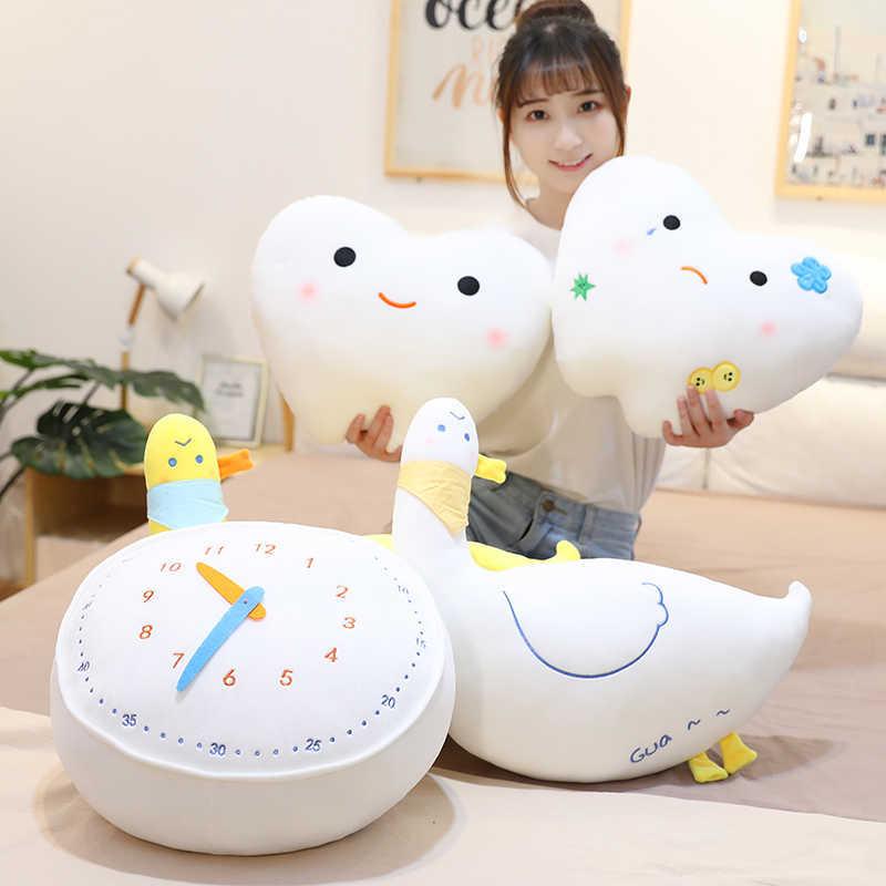 40/50CM Cute Love Your Teeth Plush Toys Lovely Duck Tooth Decay Clock Pillow Stuffed Soft Cushion for Kids Baby Habit Gifts H1025