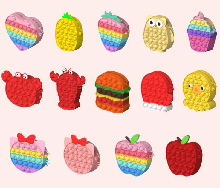 Fidget Toys Sensory Christmas halloween Pineapple strawberry One shoulder purse Push Bubble Anti Stress Children Adults Decompression Toy Surprise who