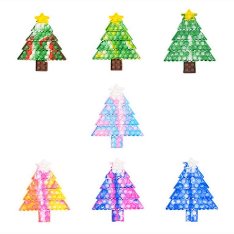 Christmas Decompression Toys Push its Fidget Colorful The Shape of Tree Feature Bubble Fingertip Sensory Toy for Children Gifts