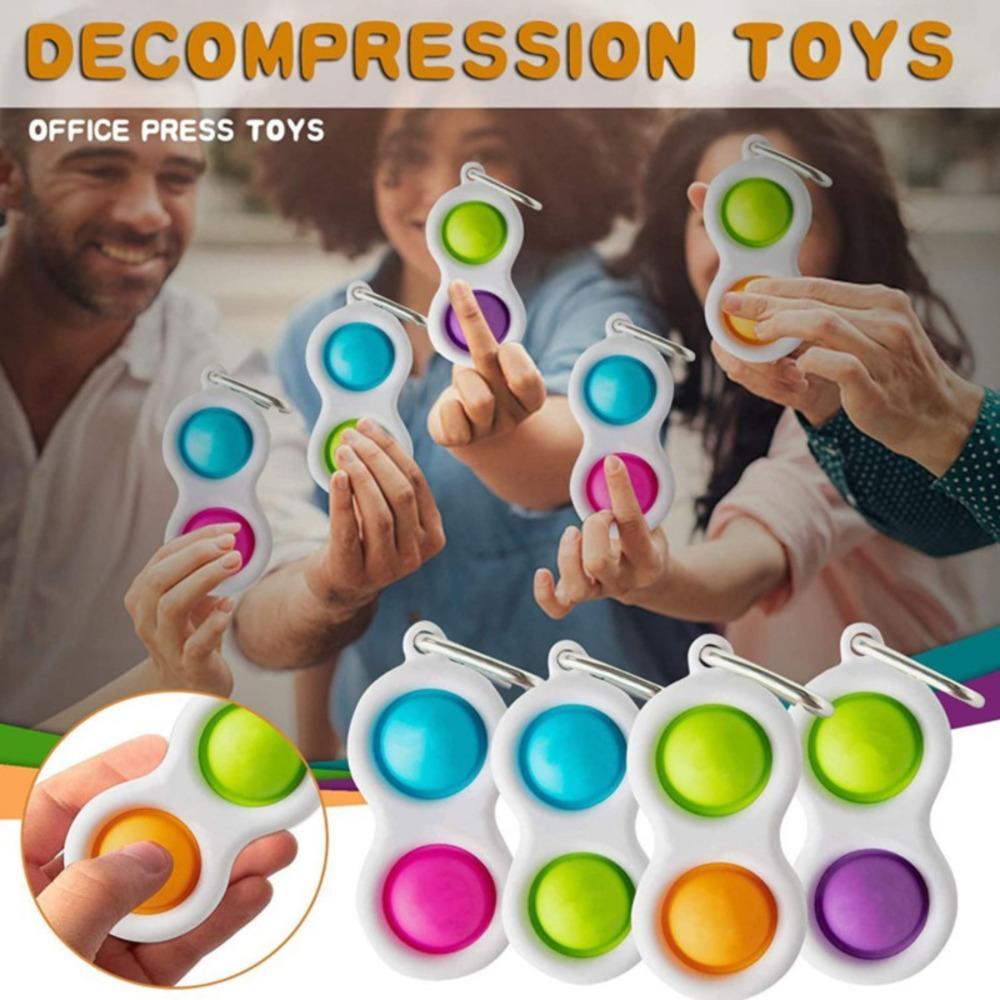 Push Bubble simple dimple Keychain Kids Adult Novel Fidget Toy Toys Key Ring Stress Relief