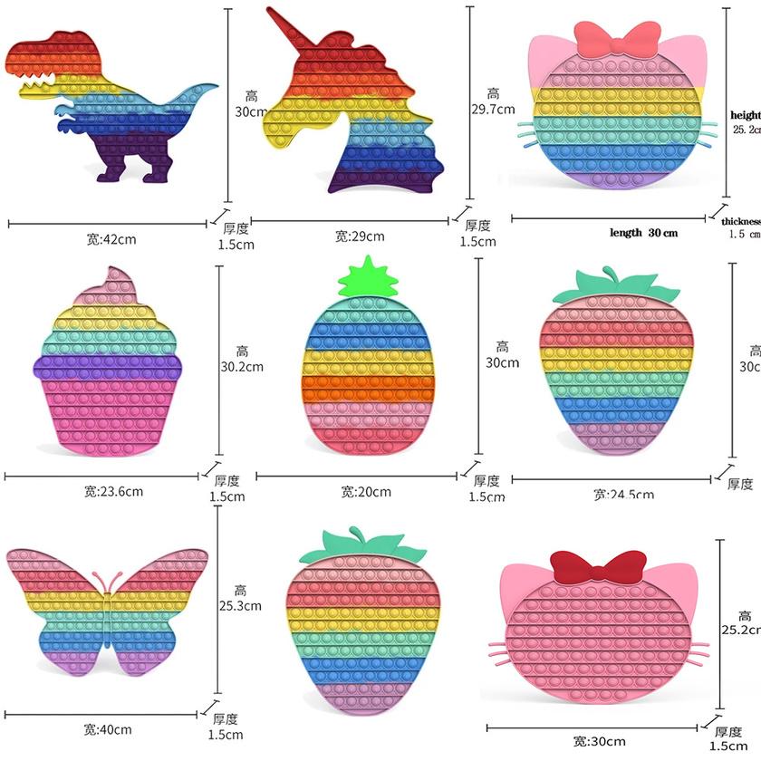 Fidget Toys 30cm Dinosaur Unicorn Butterfly Bubble Sensory Multicolor multiplayer Board Game Autism Stress Reliever Squeeze for Kids Gift wholesale fi