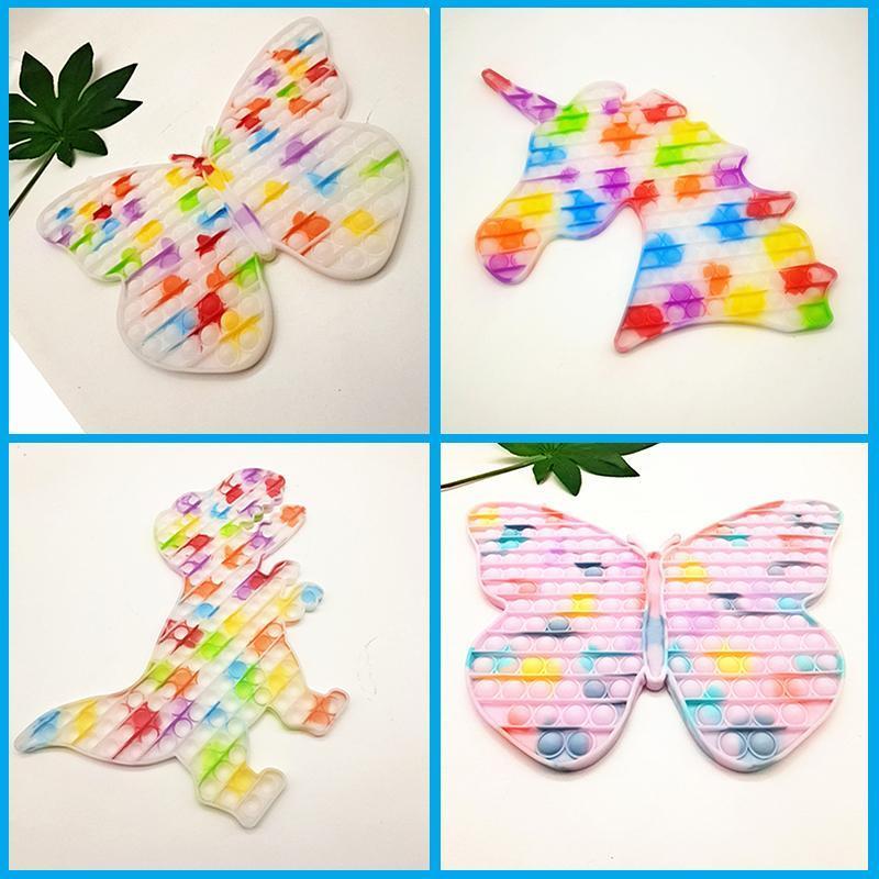 Big 30CM Fidget toys Finger bubble Rainbow pineapple strawberry Silicone Antistress Size Kids Adults Sensory Stress Reliever Decompression Toy