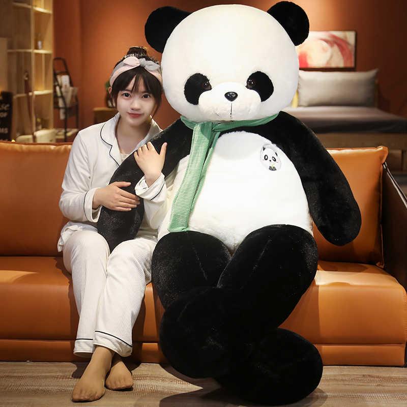 1PC 80/100cm Lovely Panda with Scarf Plush Pillow Giant Animal Treasure Panda Plush Toys Stuffed Soft Dolls Children Present H1025