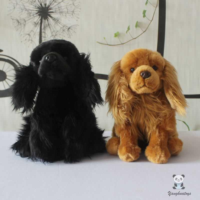 Rare Black Cocker Spaniel Model Toys Soft Stuffed Animal Doll Real Life Plush Dogs Gifts For Boy And Girlfriend High Quality Pr H1025