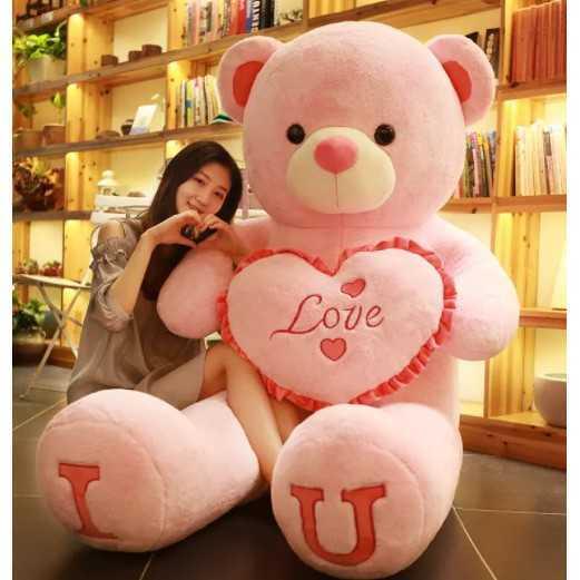 100cm Big I LOVE YOU Teddy Bear Plush Toy Lovely Huge Stuffed Soft Bear Doll Lover Bear Kids Toy Birthday Gift For Girlfriend H1025