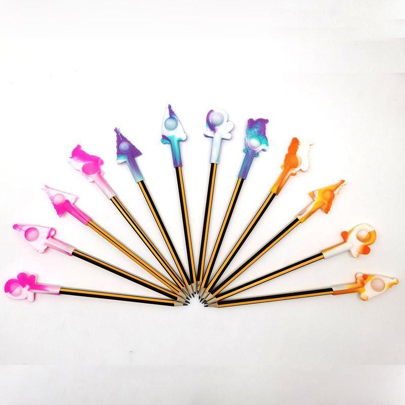 4Pcs/Lot Pen Cap Fidget Toys Christmas Push Bubble Reliver Stress Soft Squishy Anti-Stress Toy for children Birthday Gifts