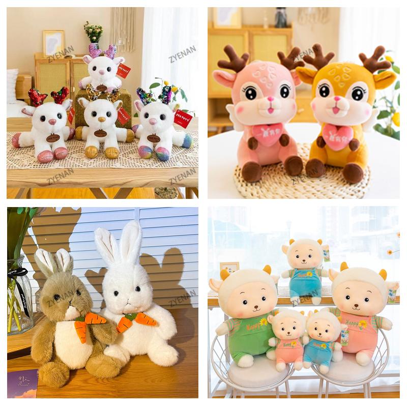 Christmas party Plush Toy Cute little deer Xmas Elk rabbit Sheep doll Valentine s Day angel dolls sleeping pillow Soft Stuffed Animals Soothing Gift F
