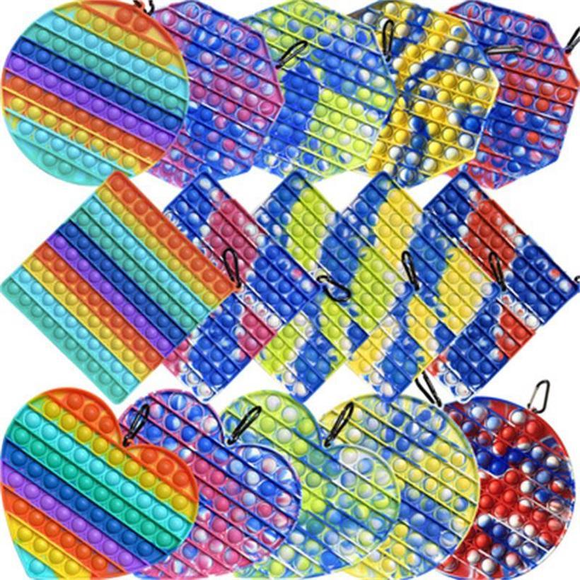 Big Size 20cm Tie-dye Rainbow Push Bubble Fidget Toys 30style Decompression Toy Party Favor Simple Dimple Floor mat or coaster Anti-stress Relief Gift
