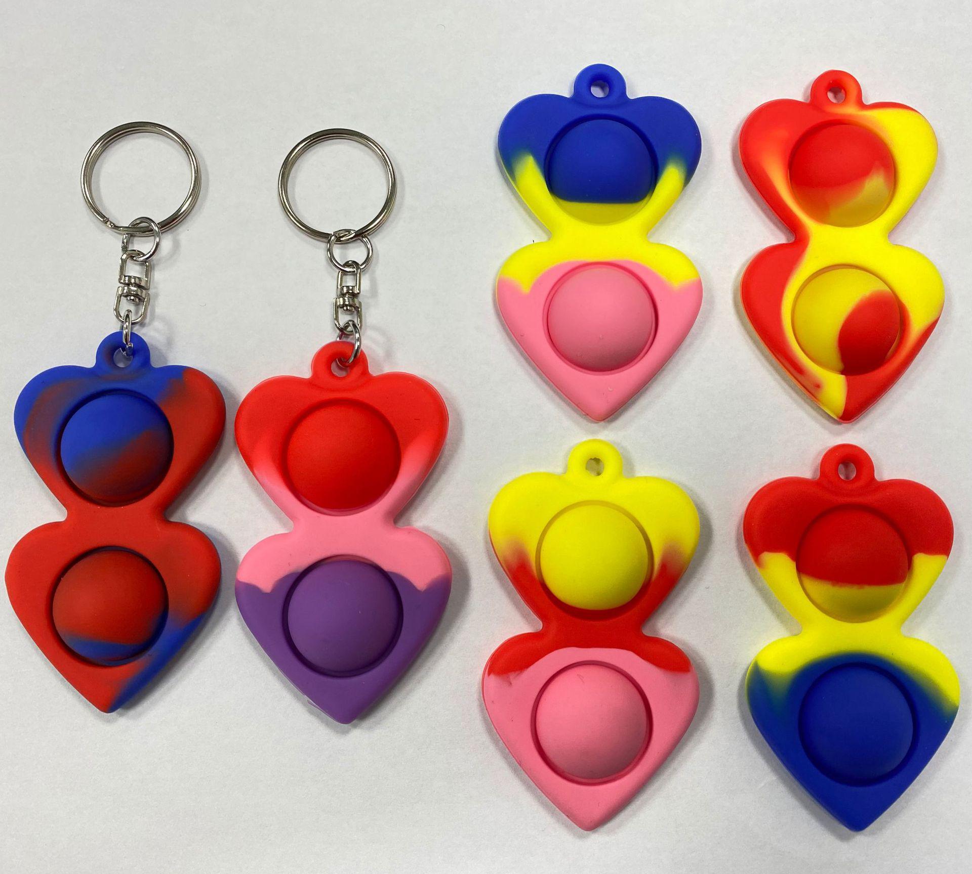 888pcs Simple Keychain Fidget Sensory Push Bubble Toy Pendants Squeeze Silicone Bubbles Stree Relief Finger Key Ring Toys G3507