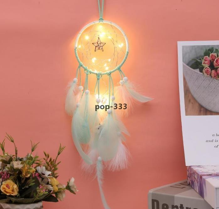Novelty Games Dream Catcher Net Led Stars String Lights DIY Wind Chimes Natural Feathers Wall Hanging Decor DreamCatcher christmas