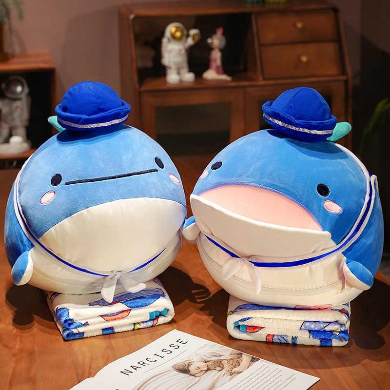 40cm Cute Funny Whale Navy Hat Dress Plush Toy Soft Stuffed Animals Creative Doll Girls Kids Friend Nice Gifts Sofa Office Decor H1025