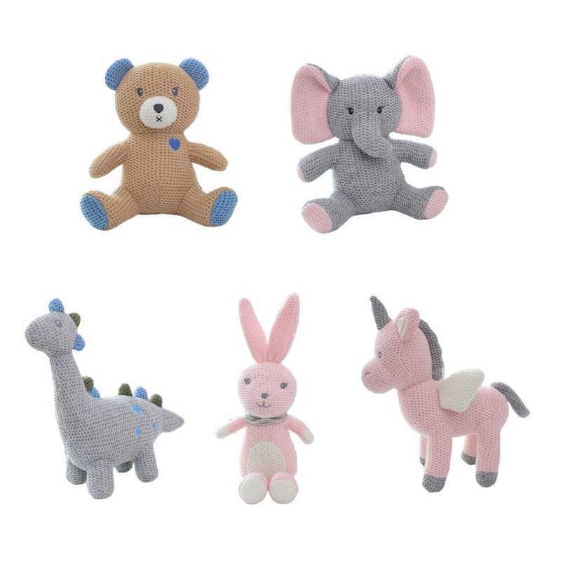 23-40cm Knitting Animal Stuffed Rattle Doll Party Gift Soft Baby Toy Room Decor 87HD H1025