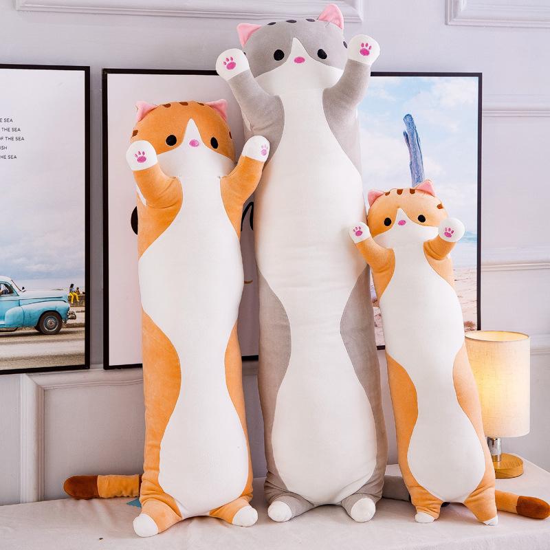 50cm Soft Cute Plush Long Cat Pillow Stuffed Cotton Doll Toy Lunch Sleeping Pillows Christmas Birthday Gifts