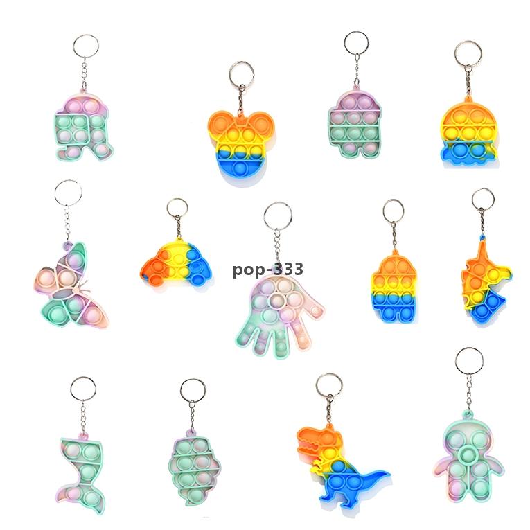 2021 Push Fidget toys keychain Favor for children adult decompression toy silicone camo rainbow rodent pioneer anti Stress Bubbles Board ke