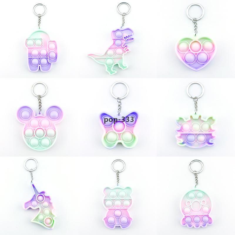 Children Decompression Toy Adult Push Bubble Fidget Sensory Toys Key Ring Educational Mini Anti-stress Toy