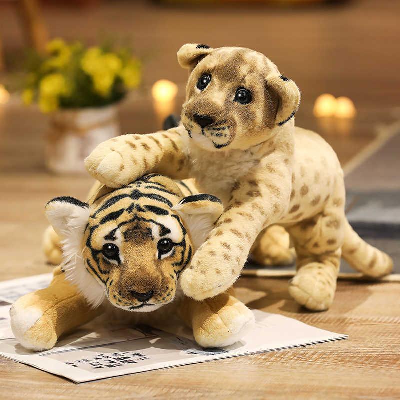39/48/58cm Lovely Lion Tiger Leopard Plush Toys Cute Simulation Dolls Stuffed Soft Real Like Animal Toys Child Kids Decor Gift H0910 H1025