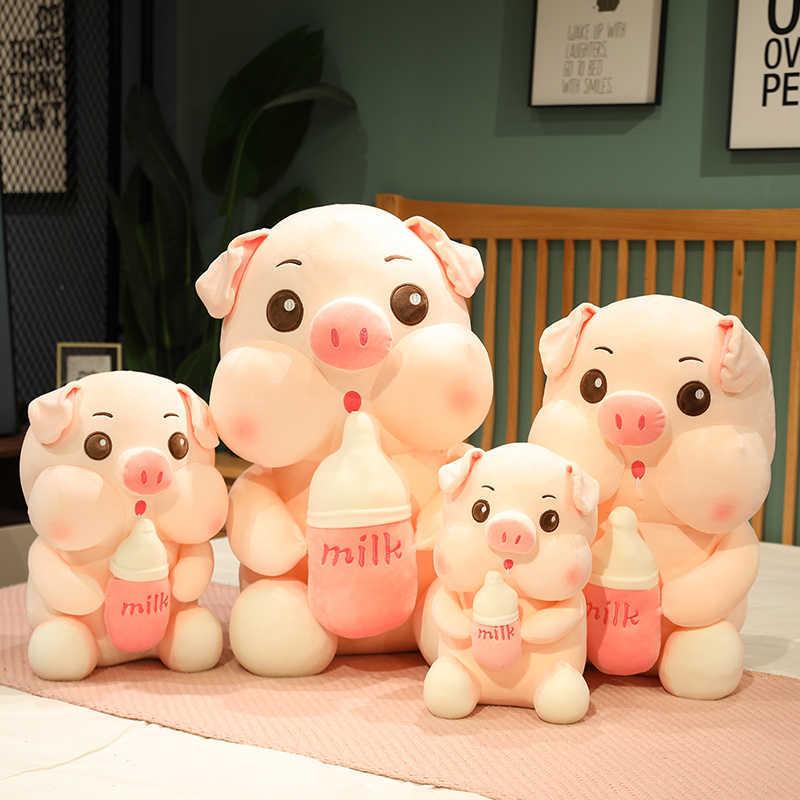 40-60 Cm Bottle Pig Animal Plush Toy Pillow Cute Simulation Cured Coax Children Birthday Gift For Friends Family Bedside Cushion H1025