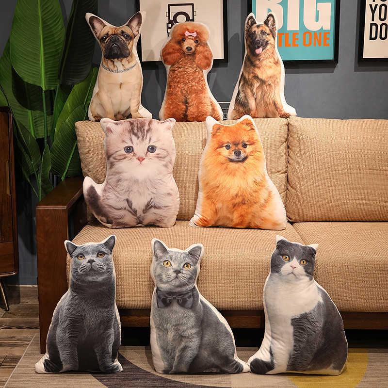 50CM Cute Simulation Cat Dog Plush Pillow Stuffed Soft Toy Sleeping Back Cushion Sofa Decor Pillow For Children Girls Xmas Gifts H1025