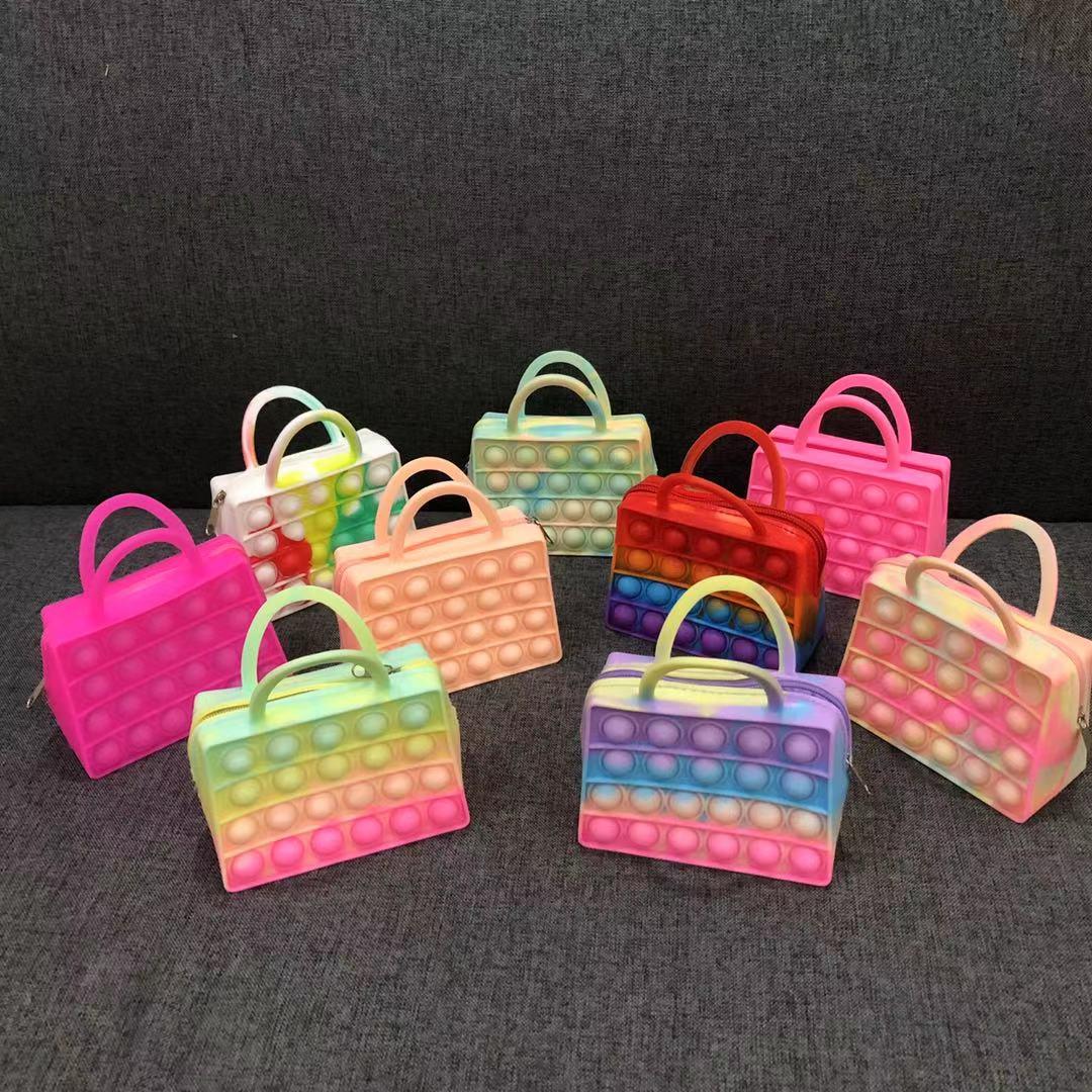 Fidget Toys Sensory Fashion color handbag small coin purse Push Bubble Tie dye Anti Stress Educational Children Adults Decompression Toy Surprise whol