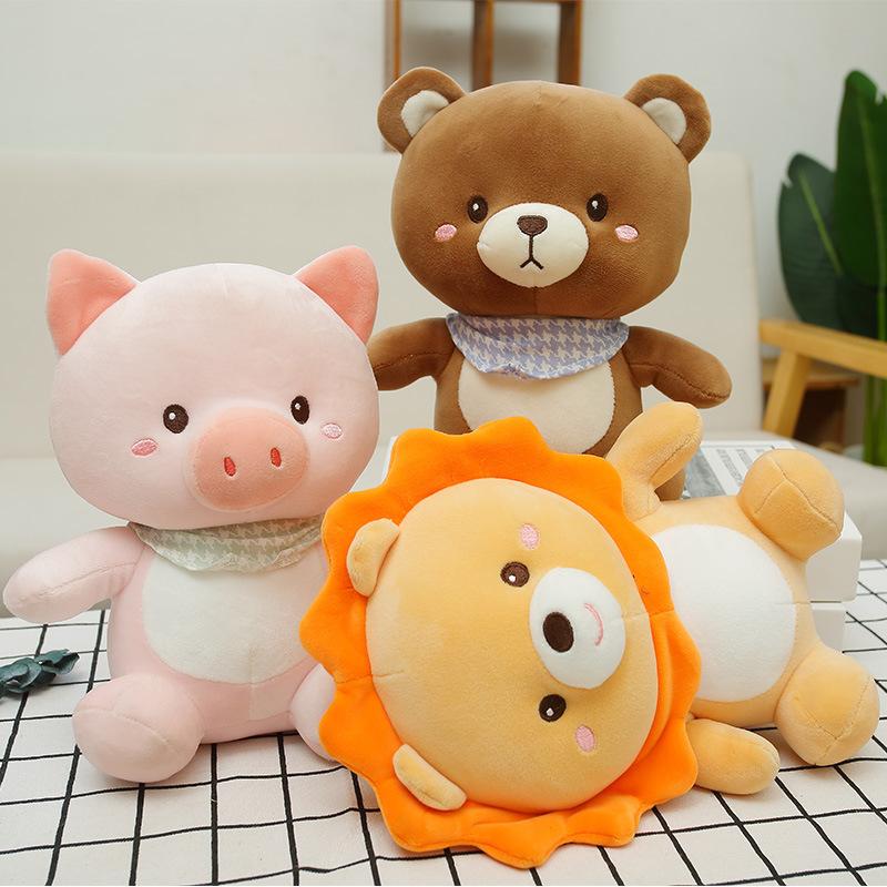 25cm Bear Plush Toys Cute Stuffed animals Pig Lion High Quality Soft Boys Dolls Home Decoration Kids Toy Birthday Gifts