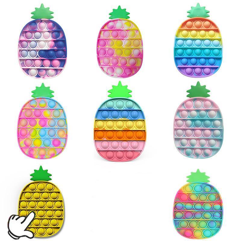 Decompression Fidget Toys Educational Push Bubble Press plate Sensory Anxiety Stress Reliever Kids Mental Arithmetic Intelligence colorful Pineapple t