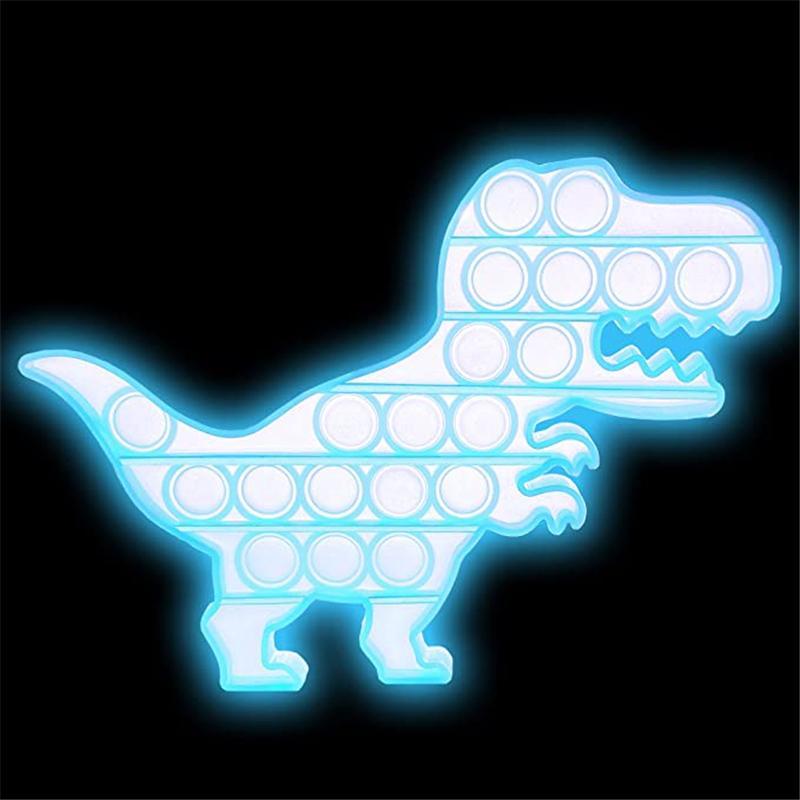 Decompression Fidget Toys Dinosaur Glow in The Dark Push Bubble Fidgets Sensory Toy to Relax and Keep Busy for Kids Adults